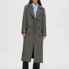 SELECTED DUBBELKNÄPPT FISKBENSMÖNSTRAD KAPPA Grey Store