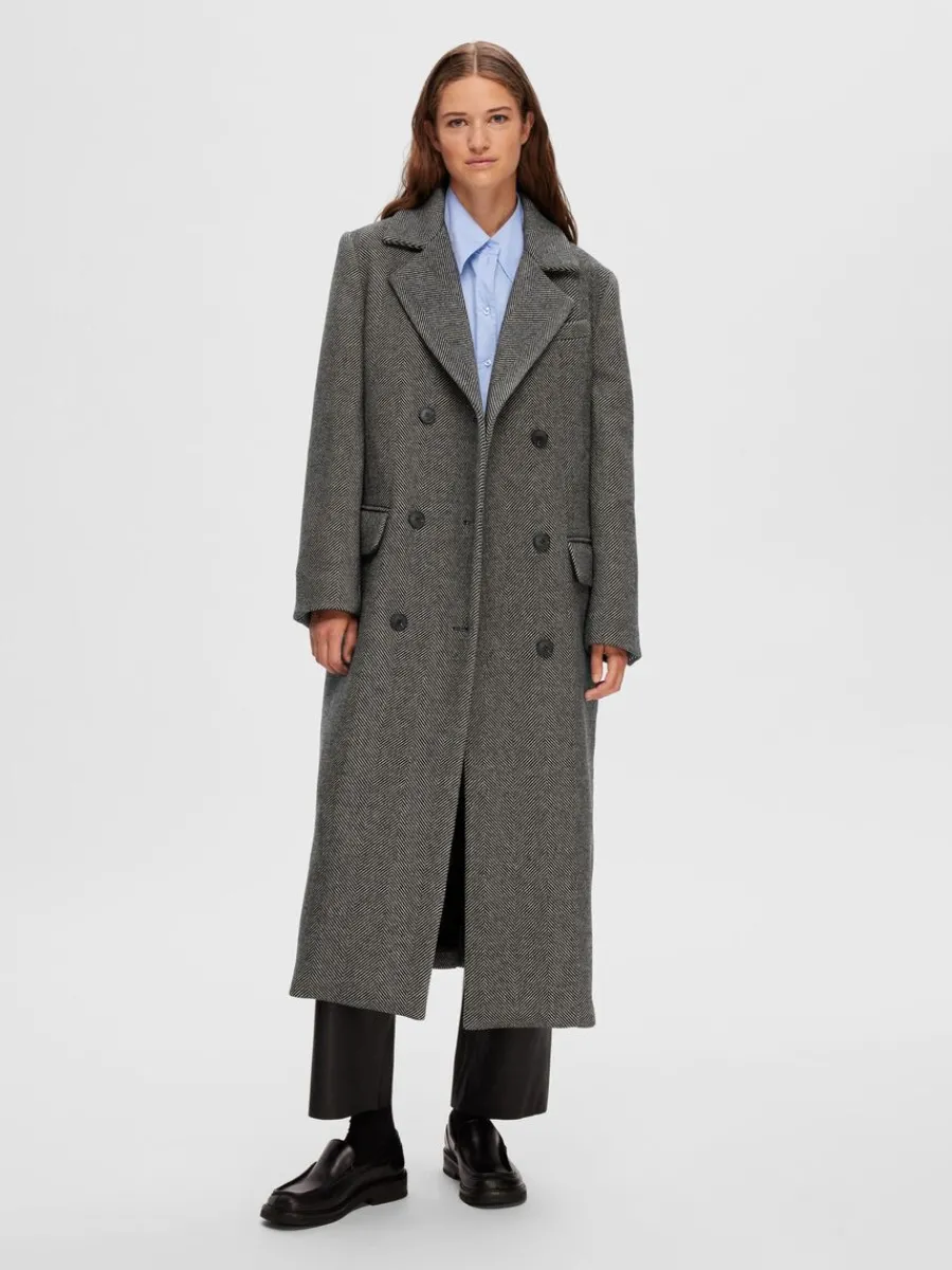 dubbelknppt_fiskbensmnstr_0.webp SELECTED DUBBELKNÄPPT FISKBENSMÖNSTRAD KAPPA Grey Store
