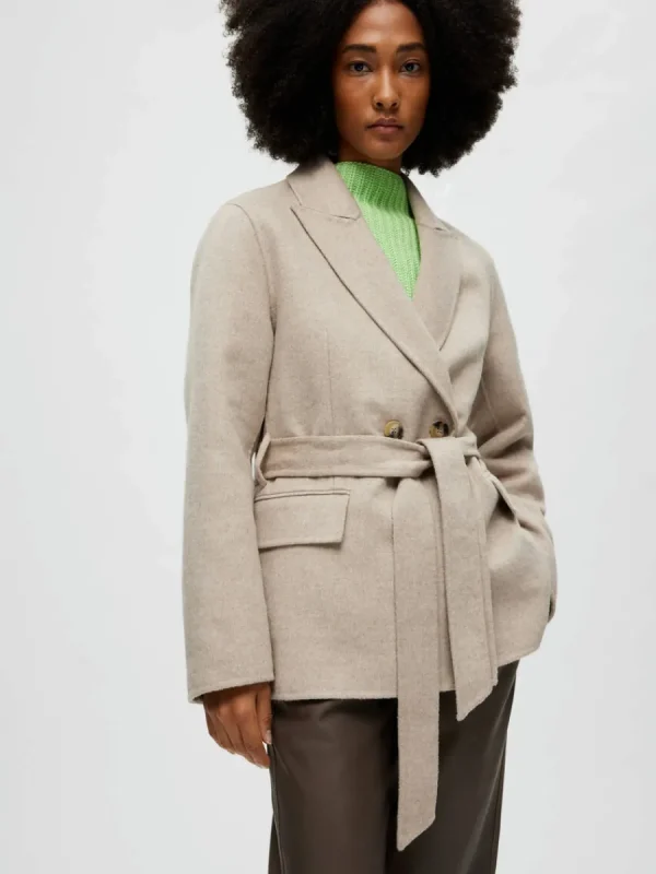 SELECTED DUBBELKNÄPPT JACKA Beige Shop