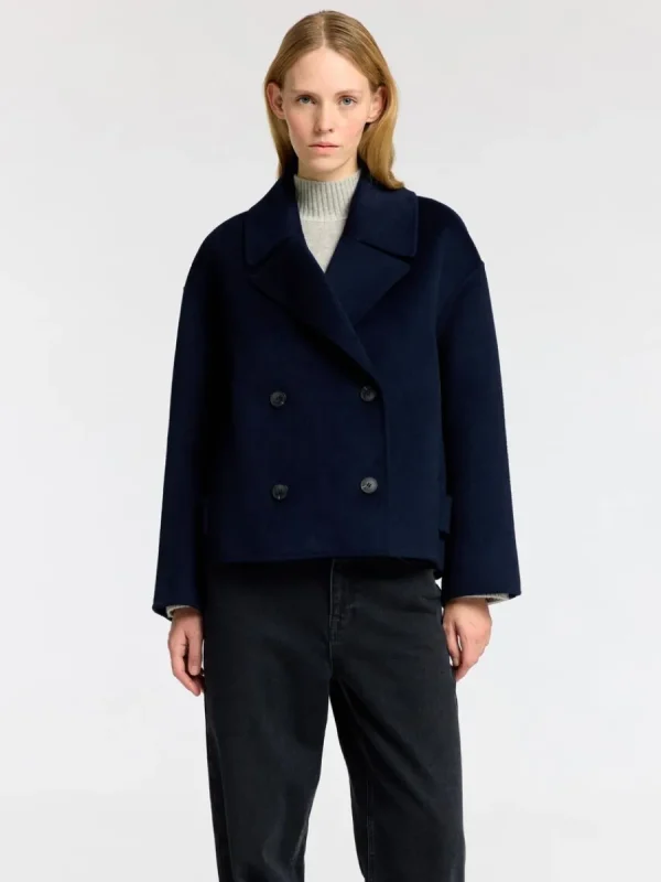 SELECTED DUBBELKNÄPPT KAPPA Blue Best Sale