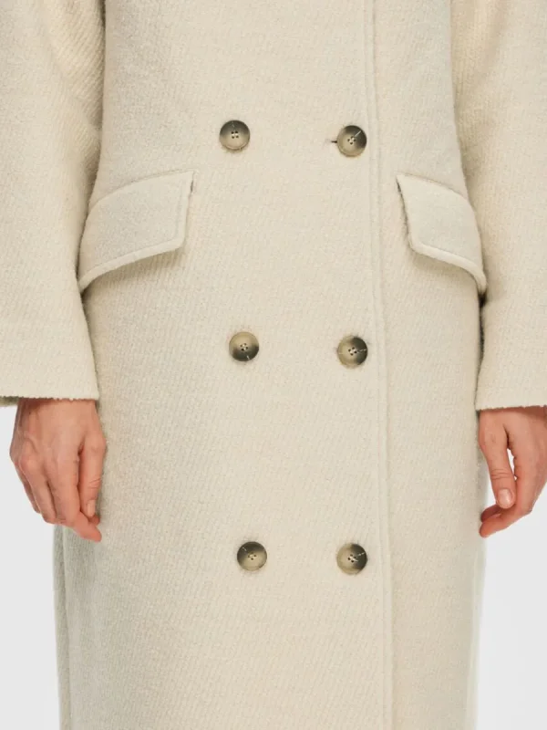 SELECTED DUBBELKNÄPPT KAPPA Beige Store