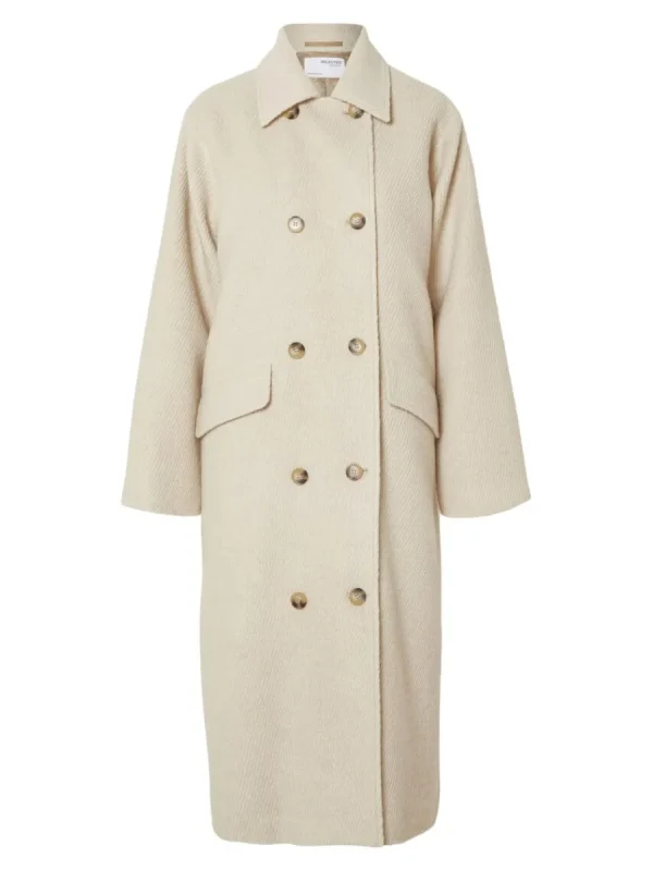 SELECTED DUBBELKNÄPPT KAPPA Beige Store