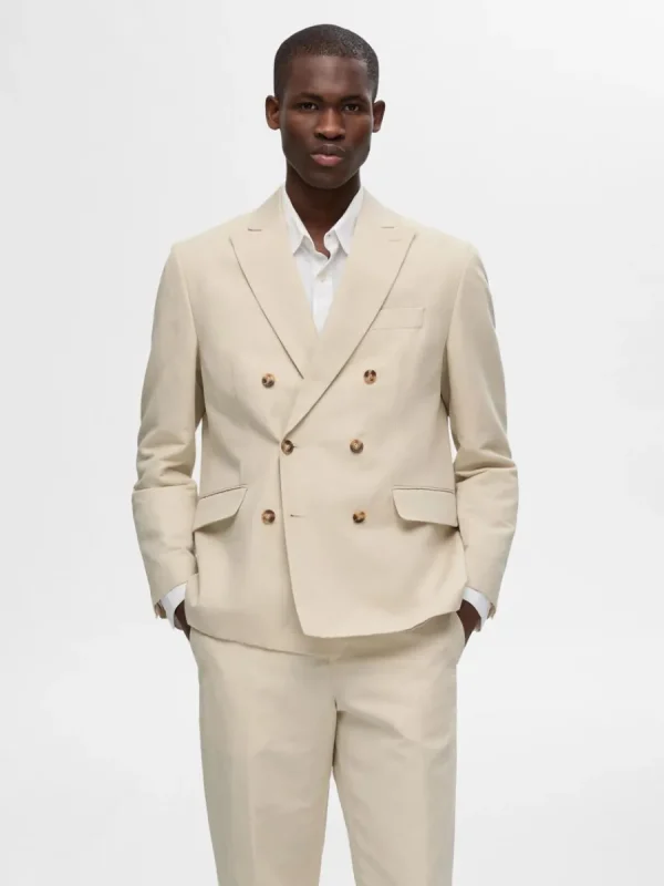 SELECTED DUBBELKNÄPPT KAVAJ Beige Hot