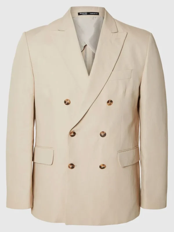 SELECTED DUBBELKNÄPPT KAVAJ Beige Hot