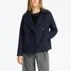 SELECTED DUBBELKNÄPPT KORT JACKA Blue Fashion