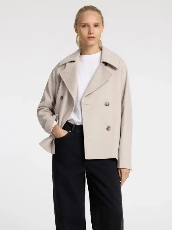 SELECTED DUBBELKNÄPPT KORT JACKA Beige Best