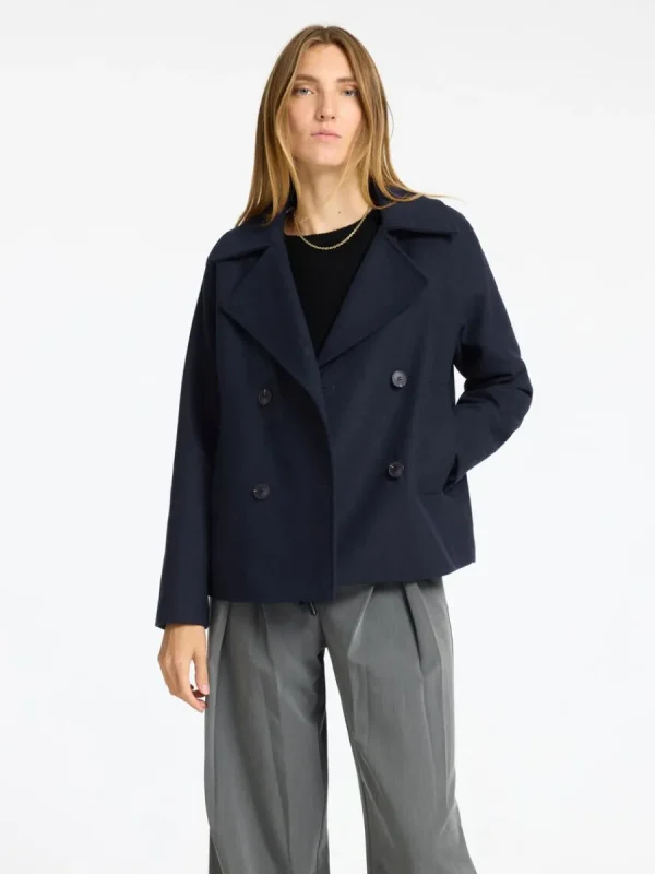 SELECTED DUBBELKNÄPPT KORT JACKA Blue Fashion