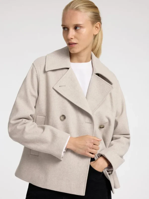 SELECTED DUBBELKNÄPPT KORT JACKA Beige Best