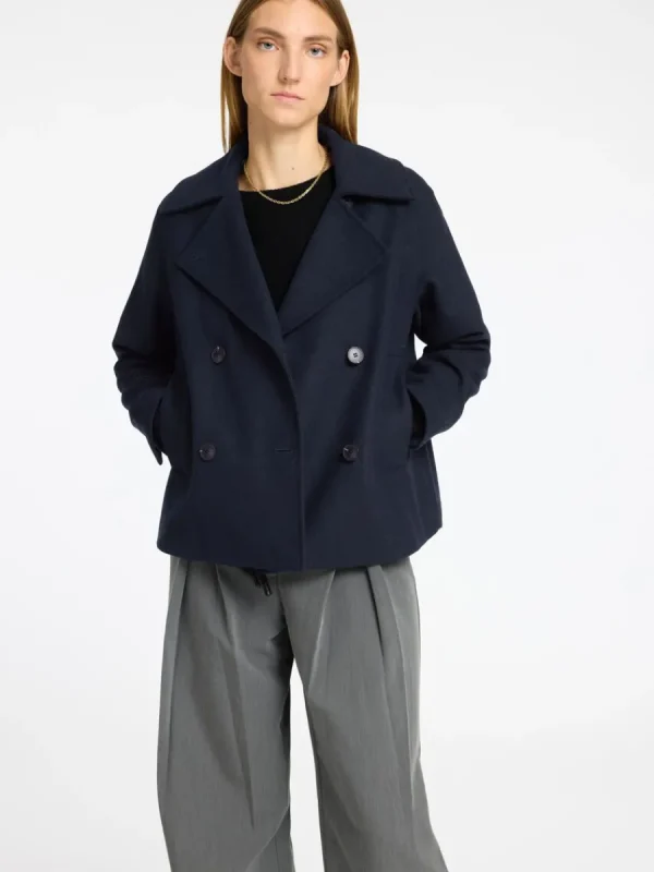 SELECTED DUBBELKNÄPPT KORT JACKA Blue Fashion