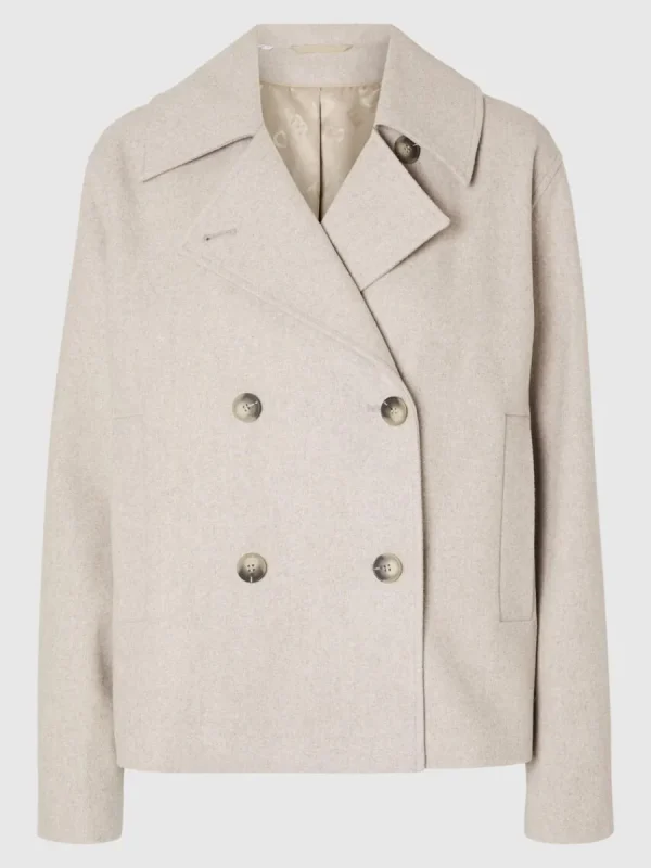SELECTED DUBBELKNÄPPT KORT JACKA Beige Best