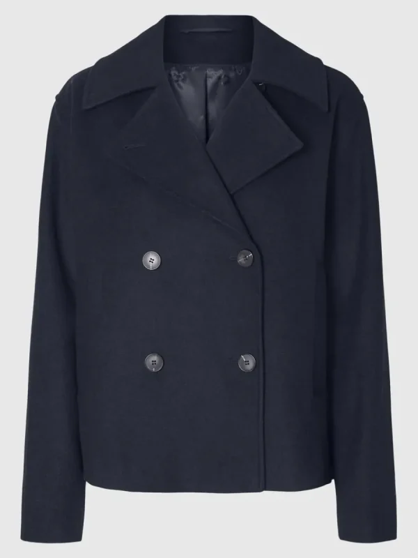 SELECTED DUBBELKNÄPPT KORT JACKA Blue Fashion