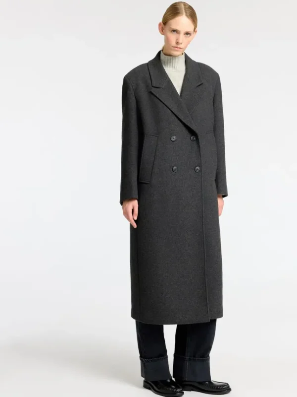 SELECTED DUBBELKNÄPPT LÅNG KAPPA Grey Shop