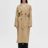 SELECTED DUBBELKNÄPPT TRENCHCOAT Brown Best
