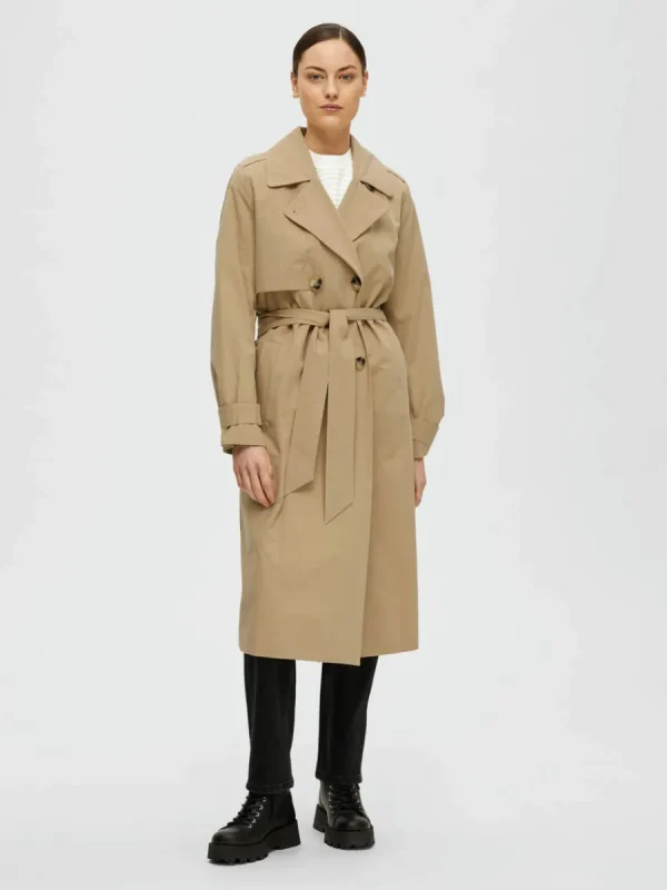 SELECTED DUBBELKNÄPPT TRENCHCOAT Brown Store