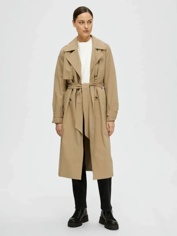 SELECTED DUBBELKNÄPPT TRENCHCOAT Brown Store