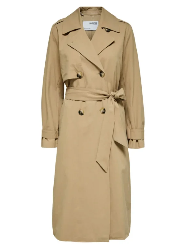 SELECTED DUBBELKNÄPPT TRENCHCOAT Brown Store
