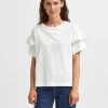 SELECTED EKOLOGISK BOMULL VOLANG T-SHIRT White Online
