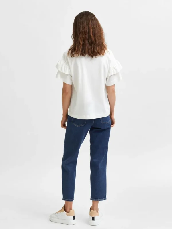 SELECTED EKOLOGISK BOMULL VOLANG T-SHIRT White Online