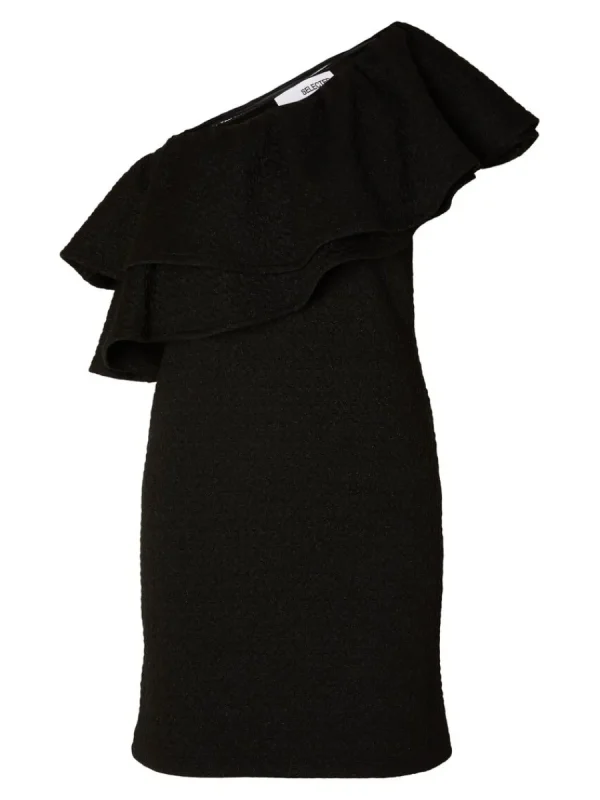 SELECTED ENAXLAD KORT KLÄNNING Black Flash Sale