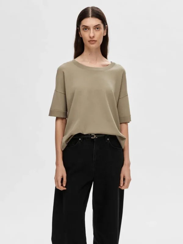 SELECTED ENKEL - T-SHIRT Brown New