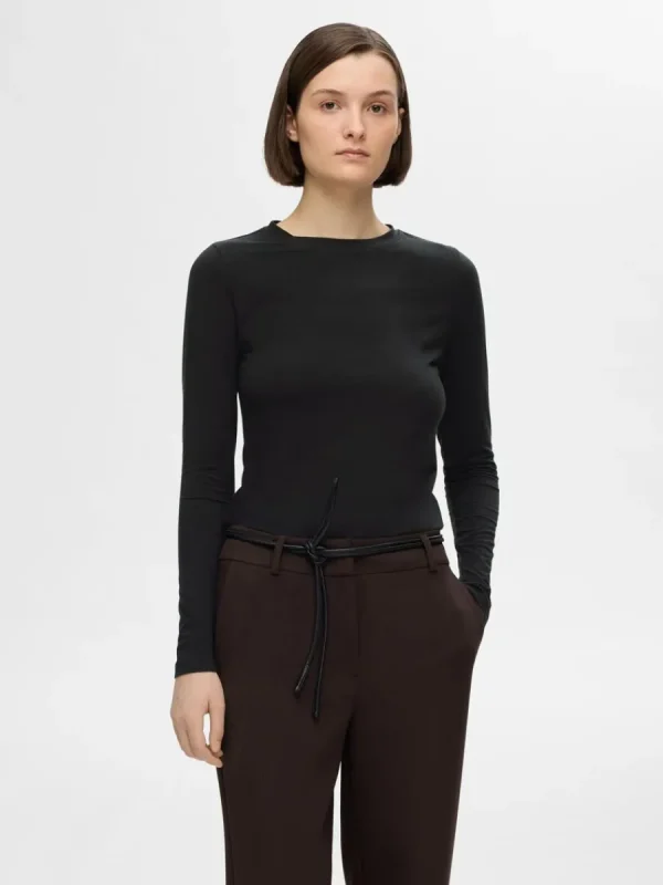 SELECTED ENKEL LÅNGÄRMAD T-SHIRT Black Clearance