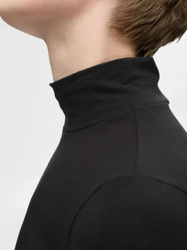 SELECTED ENKEL MED HÖG HALS LÅNGÄRMAD TOPP Black New