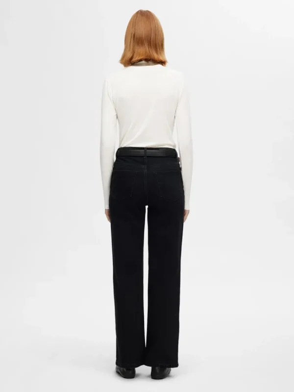 SELECTED ENKEL MED HÖG HALS LÅNGÄRMAD TOPP White Shop
