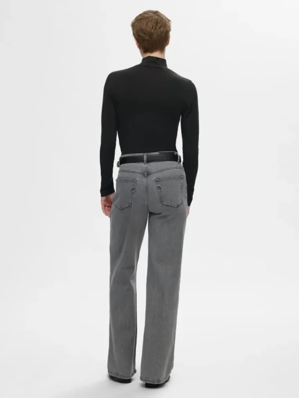 SELECTED ENKEL MED HÖG HALS LÅNGÄRMAD TOPP Black New