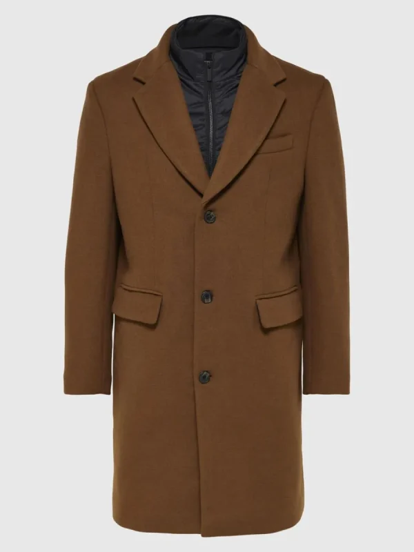 SELECTED ENKELKNÄPPT 2-I-1 KAPPA Brown New