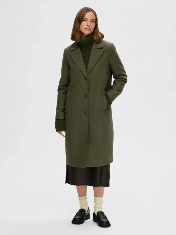 SELECTED ENKELKNÄPPT KAPPA Green Cheap