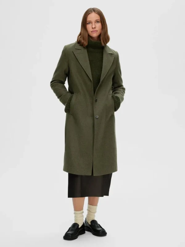 SELECTED ENKELKNÄPPT KAPPA Green Cheap