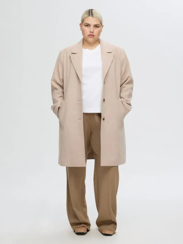 SELECTED ENKELKNÄPPT KAPPA Beige Sale