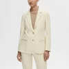 SELECTED FIGURSYDD ENKELKNÄPPT SPETSIGA SLAG KAVAJ Beige Online