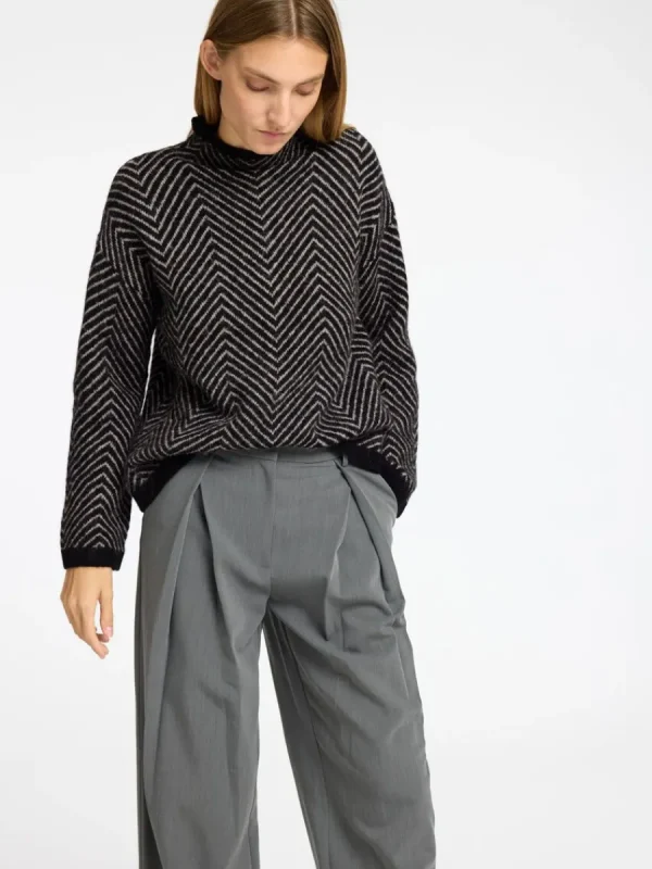 SELECTED FISKBEN STICKAD TRÖJA Black Shop