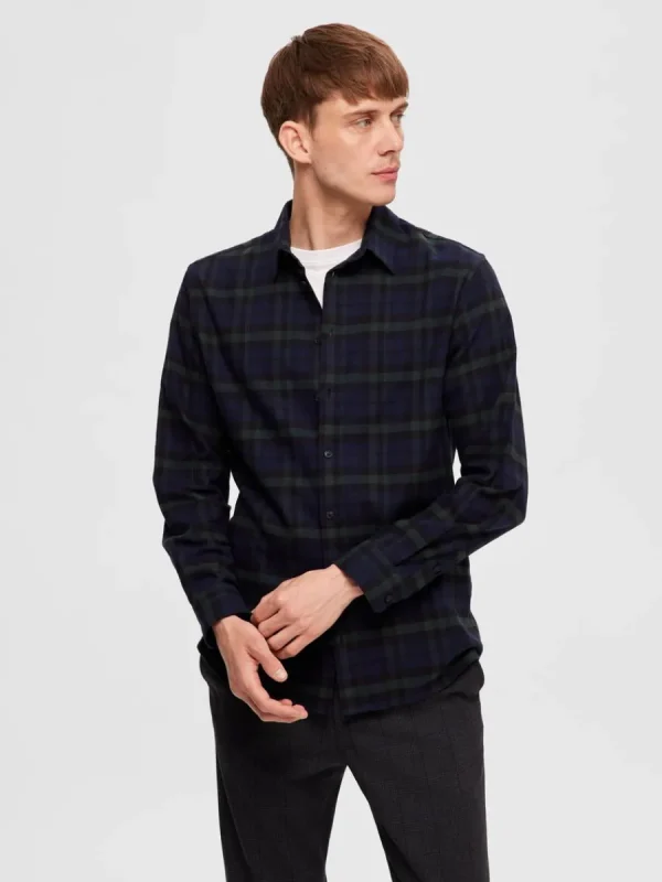 SELECTED FLANELL ÖVERSKJORTA Blue Clearance
