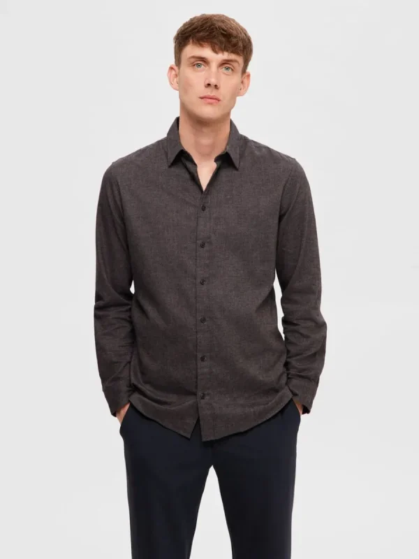 SELECTED FLANELL ÖVERSKJORTA Grey Store
