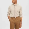 SELECTED FLANELL ÖVERSKJORTA Beige Store