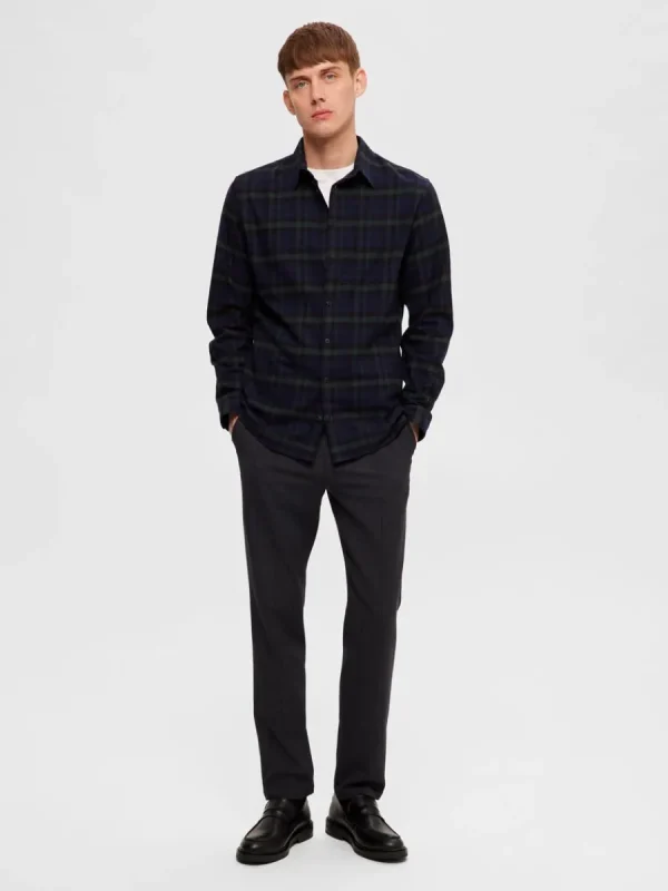 SELECTED FLANELL ÖVERSKJORTA Blue Clearance