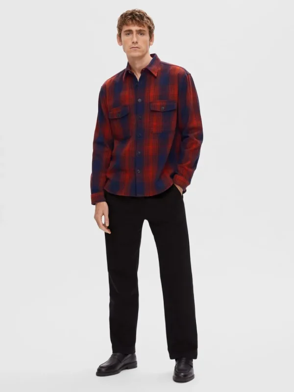 SELECTED FLANELL ÖVERSKJORTA Coloured Sale