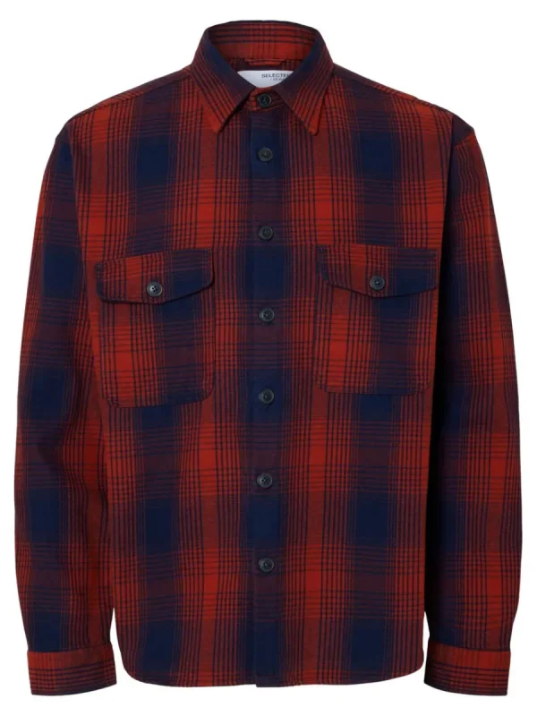 SELECTED FLANELL ÖVERSKJORTA Coloured Sale
