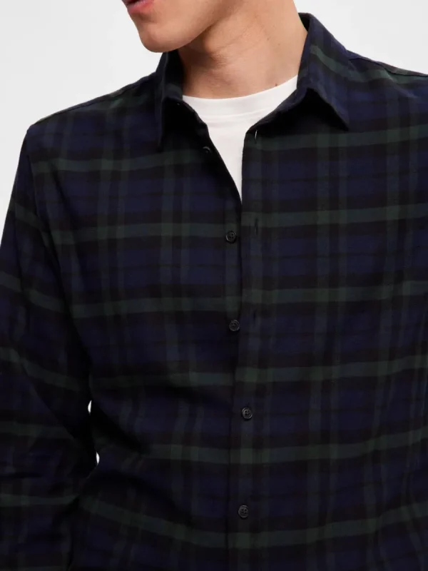 SELECTED FLANELL ÖVERSKJORTA Blue Clearance