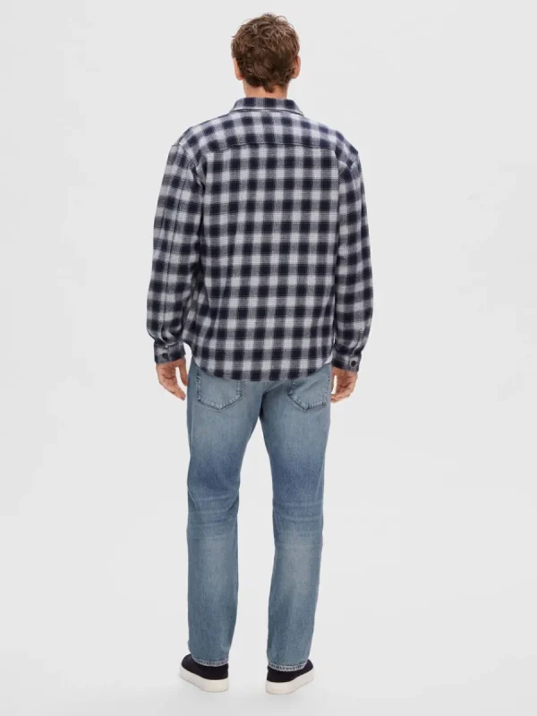 SELECTED FLANELL ÖVERSKJORTA Blue Clearance
