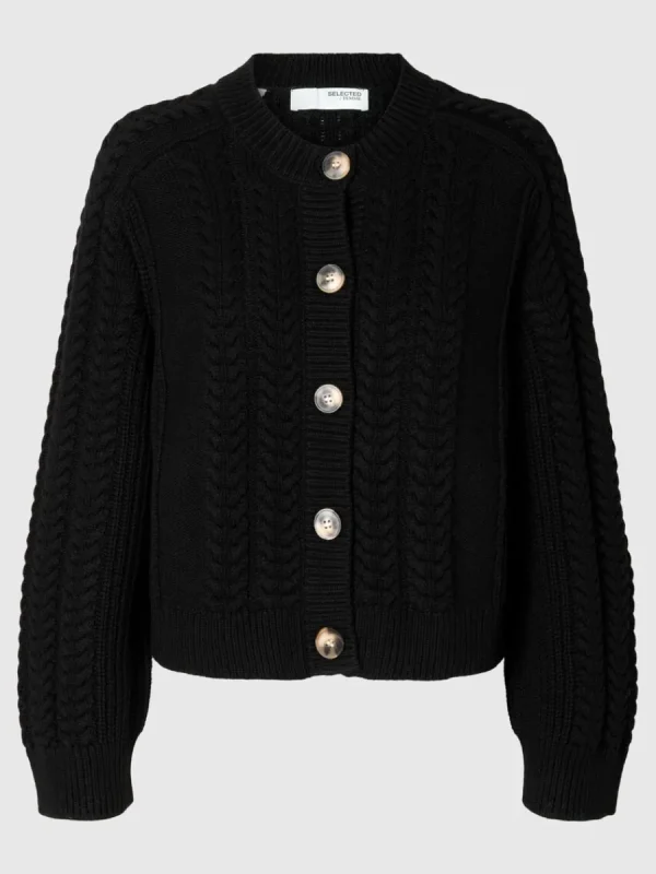 SELECTED FLÄTSTICKNING KOFTA Black Shop