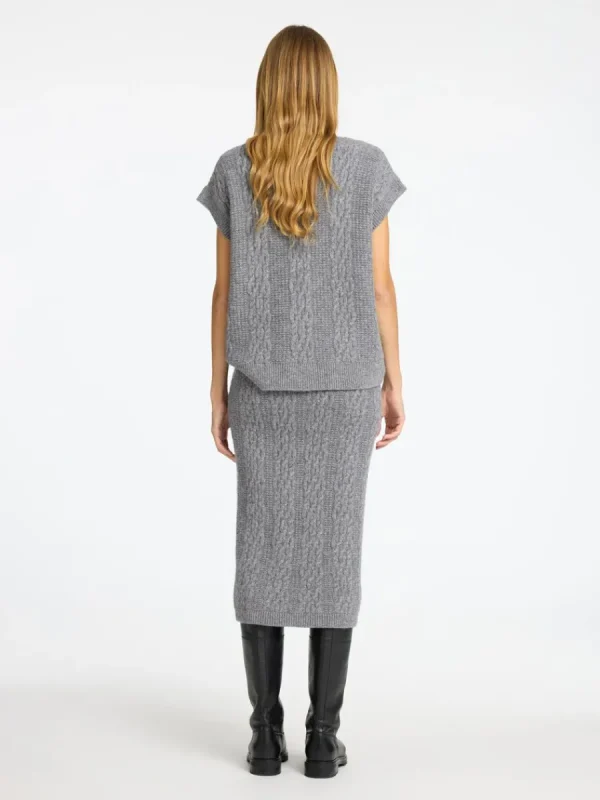 SELECTED FLÄTSTICKNING MIDIKJOL Grey Fashion