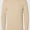 SELECTED FLÄTSTICKNING STICKAD TRÖJA Beige Hot