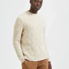 SELECTED FLÄTSTICKNING STICKAD TRÖJA Beige Store