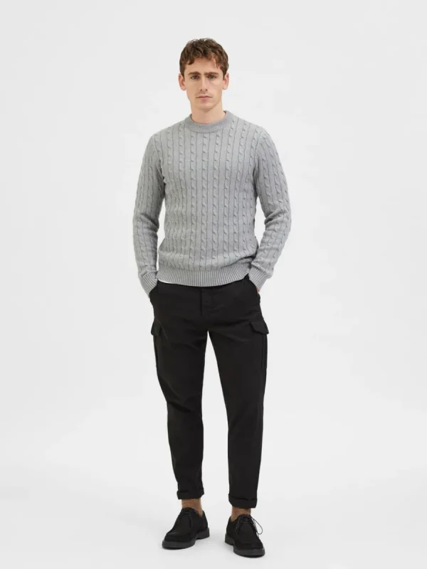 SELECTED FLÄTSTICKNING STICKAD TRÖJA Grey Best