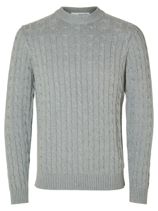 SELECTED FLÄTSTICKNING STICKAD TRÖJA Grey Best