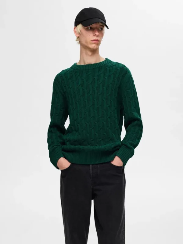 SELECTED FLÄTSTICKNING TRÖJA Green Cheap