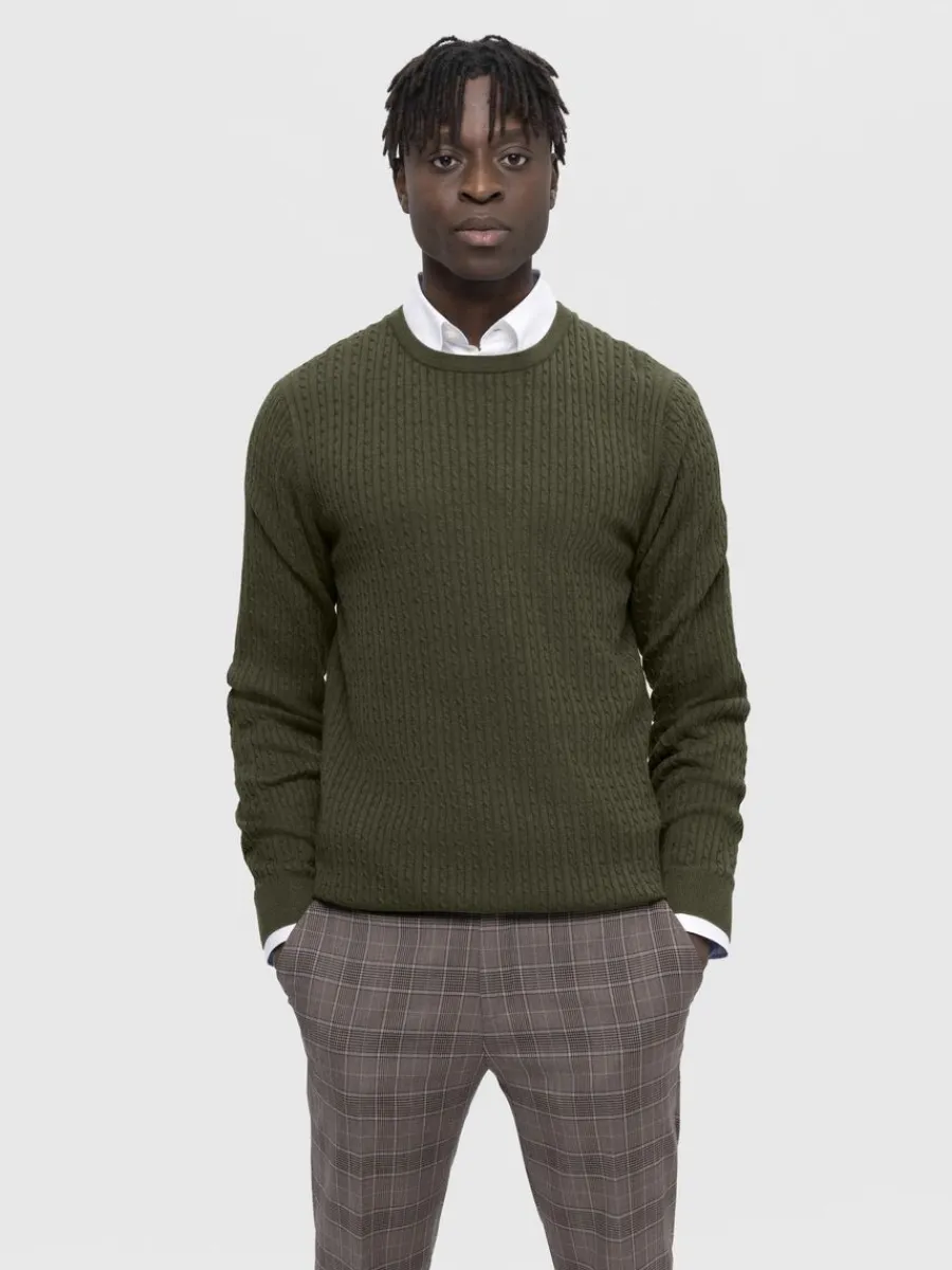 fltstickning_trja_0-17.webp SELECTED FLÄTSTICKNING TRÖJA Green Best Sale